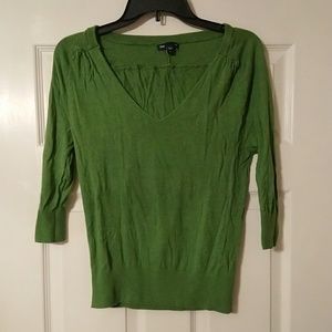 Gap 3/4 Sleeve V Neck Green Sweater Sz S